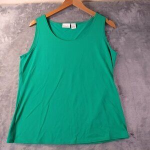 Kim Rogers Women‎ Tank Top L Green Made in USA Stretch Basic Layering Casual